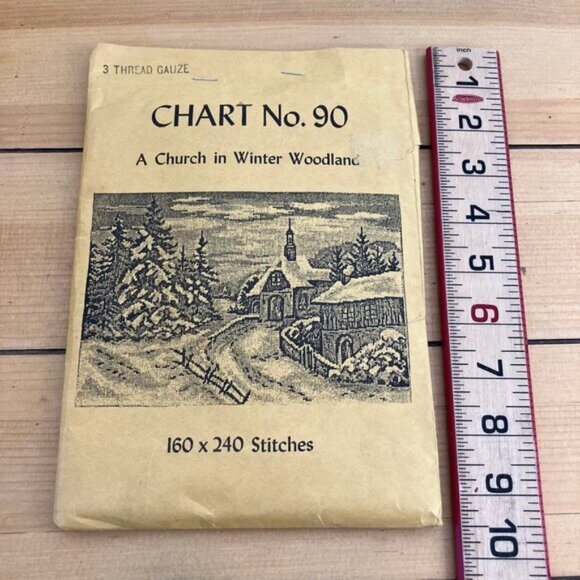 Babs Fuhrmann Petit Point Chart No. 90 Church in Winter Woodland Vintage Used - Picture 3 of 3